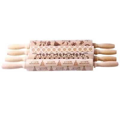 AAGU Animal Wood Wooden Engraved Embossing  Christmas Rolling Pins Christmas For Baking Cookies